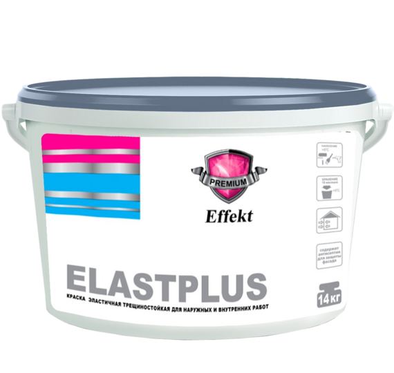 Краска «Elastplus» высокоэластичная для наружных и внутренних работ серии "EFFEKT" Краска «Elastplus» высокоэластичная для наружных и внутренних работ серии "EFFEKT"